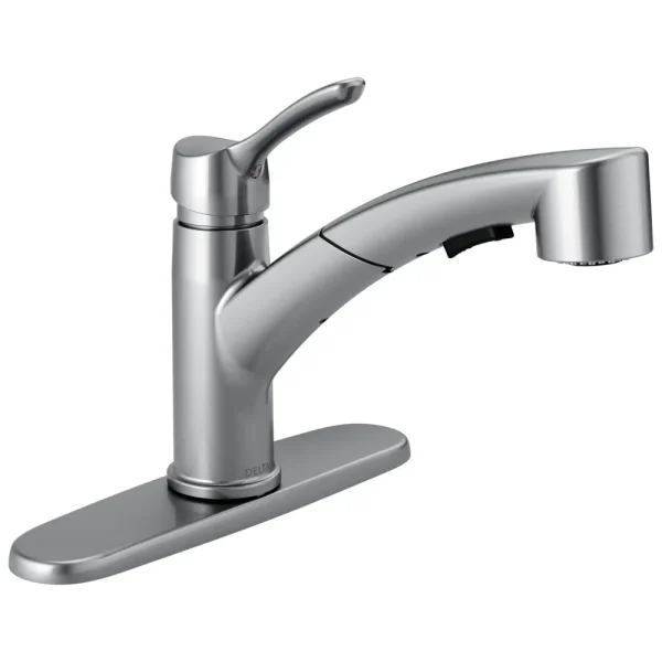 Delta Collins Pull-Out Spray Kitchen Faucet with Optional Escutcheon Plate - Includes Lifetime Warranty